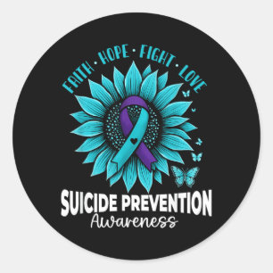 Sticker Rond Papillons Tournesol Prévention du Suicide Sensibil