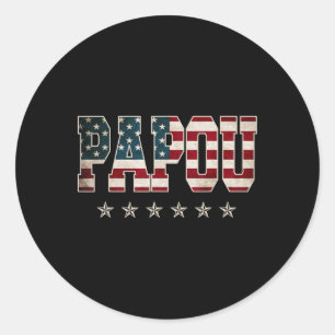 Sticker Rond Papou Fête des pères Drapeau américain 4 juillet c