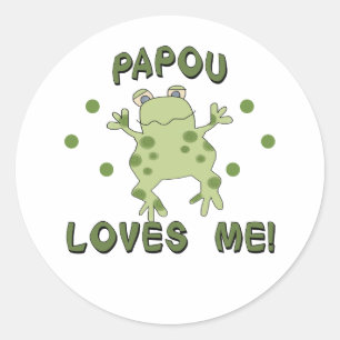 Sticker Rond Papou m'aime Frog
