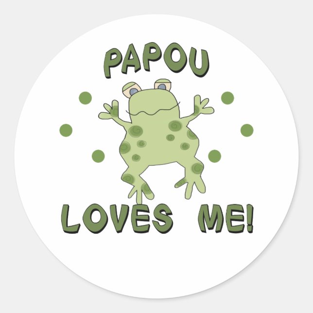 Sticker Rond Papou m'aime Frog (Devant)