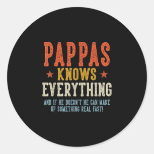 Sticker Rond Pappas sait tout fête des pères rétro vintage