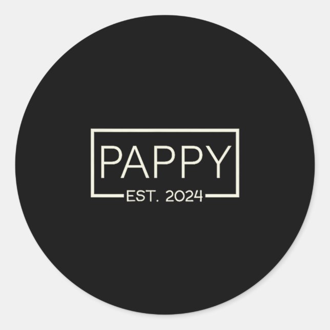 Sticker Rond Pappy Est 2024 New Dad Father's Day Men Cket  (Devant)