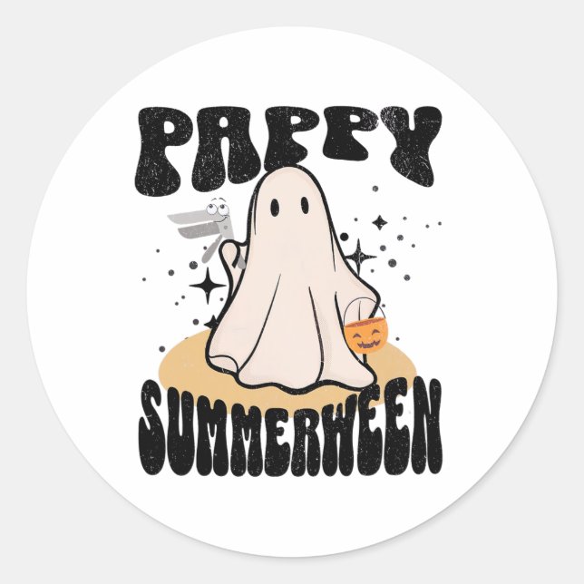 Sticker Rond Pappy Summerween Ob Nurse Halloween Ghost Avec Spe (Devant)