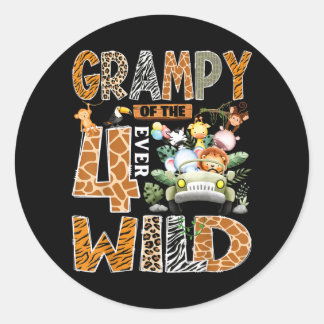 Sticker Rond Papy du Four Wild Safari Zoo pour son 4ème anniver