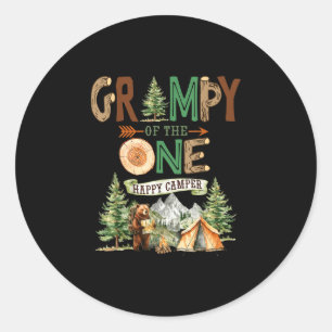 Sticker Rond Papy du premier anniversaire du campeur heureux 1