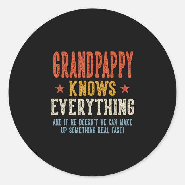 Sticker Rond Papy sait tout fête des pères rétro (Devant)
