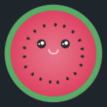 Sticker Rond Pâque Juicy Slice Cute Kawaii Funny Foody<br><div class="desc">Ce design comprend une tranche de melon mignonne et kawaii juteuse.</div>