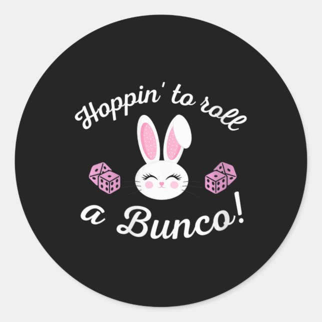 Sticker Rond Pâques Bunco Hoppin Roulez Un Bunco Dice Bunny (Devant)