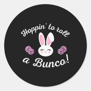 Sticker Rond Pâques Bunco Hoppin Roulez Un Bunco Dice Bunny