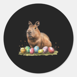 Sticker Rond Pâques Capybyra Pâques Capybyra Joyeux Pâques