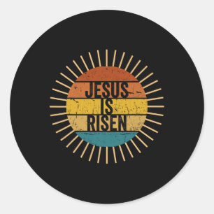 Sticker Rond Pâques chrétien Il Est Ressuscité Soleil Résurrect
