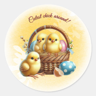 Sticker Rond Pâques Cutest Chick Autour !
