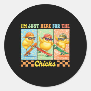 Sticker Rond Pâques de poulet Amoureux d'animaux de ferme Je su