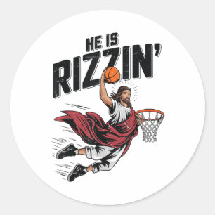 Sticker Rond Pâques Il Rizzin Jésus Basketball Christian Vous