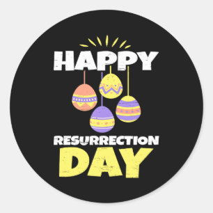 Sticker Rond Pâques Jésus Joyeuse fête de la Résurrection