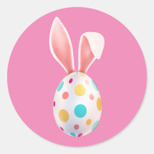 STICKER ROND "PÂQUES" OEUFS SPECKLED & OURS BUNNY ROUND CLASSIQ