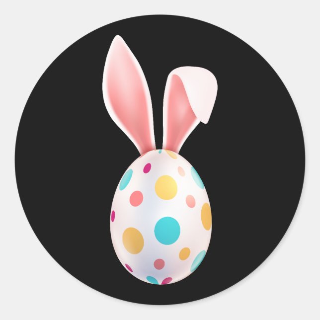 STICKER ROND "PÂQUES" OEUFS SPECKLED & OURS BUNNY ROUND CLASSIQ (Devant)