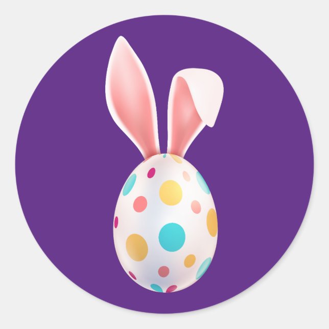 STICKER ROND "PÂQUES" OEUFS SPECKLED & OURS BUNNY ROUND CLASSIQ (Devant)