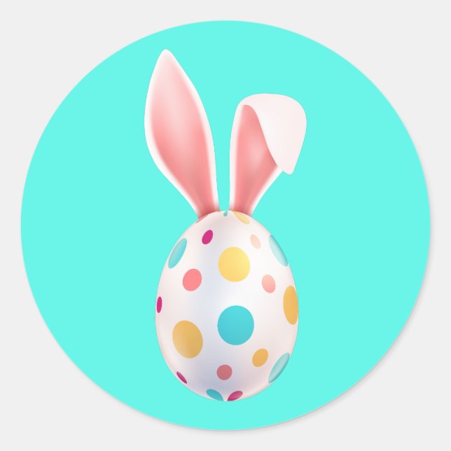 STICKER ROND "PÂQUES" OEUFS SPECKLED & OURS BUNNY ROUND CLASSIQ (Devant)