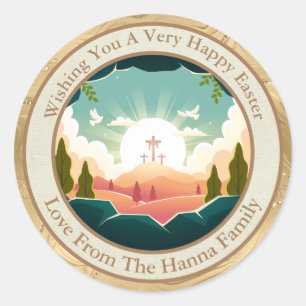 Sticker Rond Pâques personnalisées   Église et école du dimanch