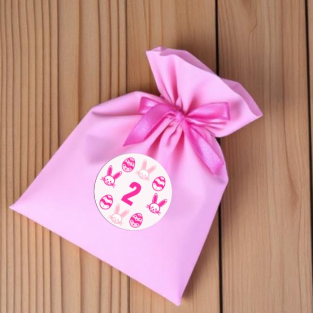 Sticker Rond Pâques rose 2e anniversaire (Créateur téléchargé)