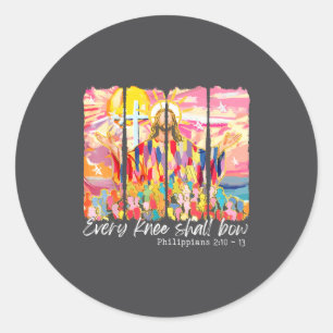 Sticker Rond Pâques Verset de la Bible Christian Every Knee Sha
