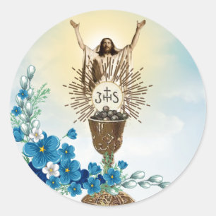 Sticker Rond Pâques Vintage Résurrection Pascha Religieux