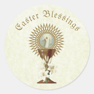 Sticker Rond Pâques Vintage Résurrection Pascha Religieux