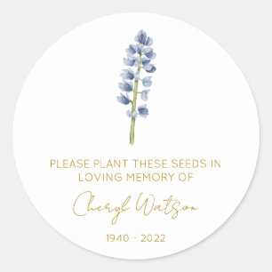 Sticker Rond Paquet de graines commémoratif simple de lupin