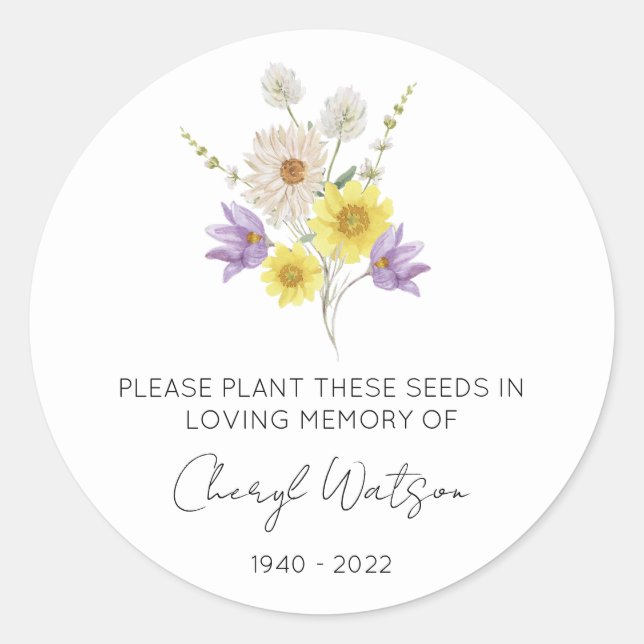 Sticker Rond Paquet de graines de fleurs sauvages pour un simpl (Devant)