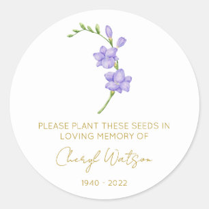 Sticker Rond Paquet de graines de Freesia commémoratif simple