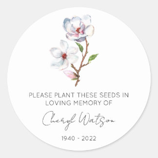 Sticker Rond Paquet de graines de magnolia mémorial simple