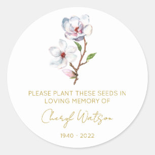 Sticker Rond Paquet de graines de mémorial de magnolia simple
