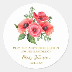 Sticker Rond Paquet de graines funéraires mémorial Poppy