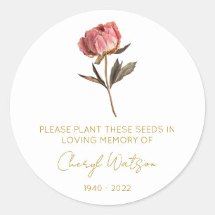 Sticker Rond Paquet de graines mémorial de pivoine simple
