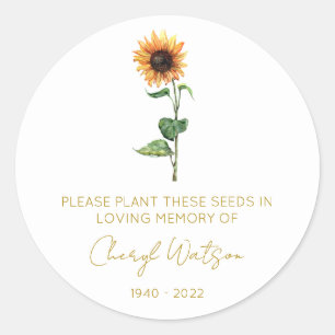 Sticker Rond Paquet de graines mémorial de tournesol simple