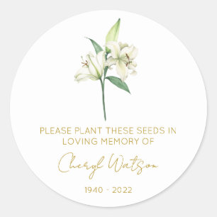 Sticker Rond Paquet de graines mémorial Simple Lily