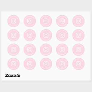 Sticker Rond paquet de médias sociaux en rose mignon