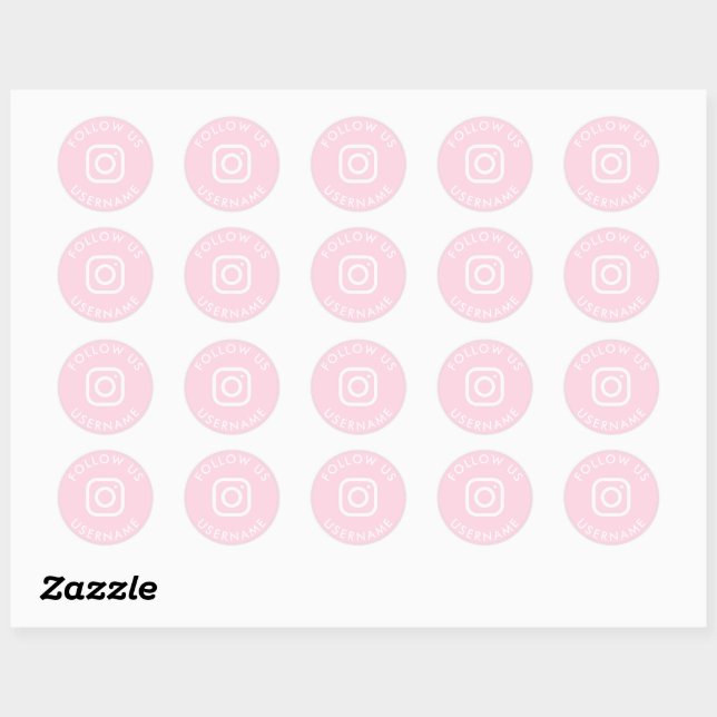 Sticker Rond paquet de médias sociaux en rose mignon (Feuille)