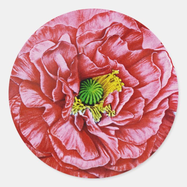 Sticker Rond Paquet de semences Vintage Poppy (Devant)
