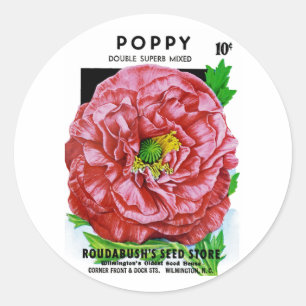 Sticker Rond Paquet de semences Vintage Poppy
