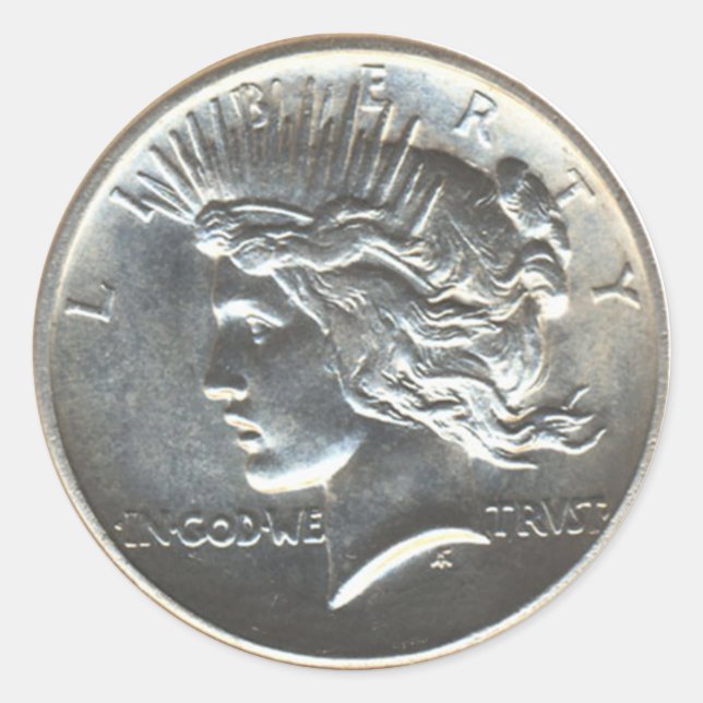 Sticker Rond Paquets d'autocollant du dollar de paix de liberté (Devant)