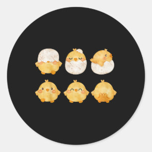 Sticker Rond Par des poussins éclosant d'œufs Mignons petits po