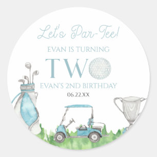 Sticker Rond Par-Tee Blue Golf 2e fête d'anniversaire
