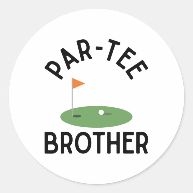 Sticker Rond Par Tee Brother Funny Golf Birthday Party Family M (Devant)