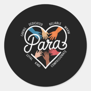 Sticker Rond Para Heart Paraprofessionnel enseignant Paraéducat