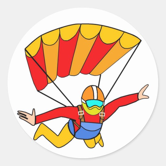 Sticker Rond Parachute Rouge De Skydive Yello Zazzle Fr