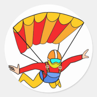 Sticker Rond Parachute Skydive Red Yello