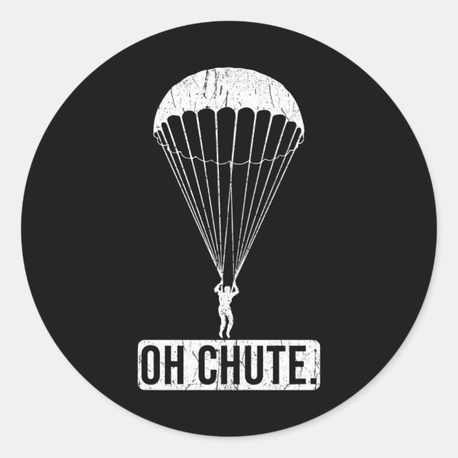 Sticker Rond Parachute Skydiving Oh Chute (Devant)