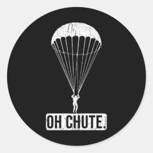 Sticker Rond Parachute Skydiving Oh Chute
